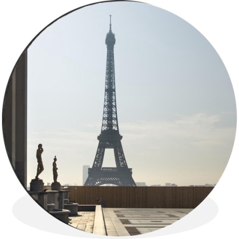 WallCircle - Wandcirkel - Muurcirkel - Eiffeltoren - Beeld - Plein - Aluminium - Dibond - 140x140 cm - Binnen en Buiten