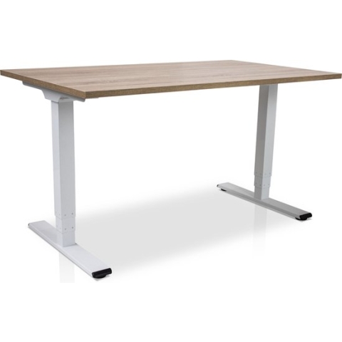 Zit-sta bureau elektrisch verstelbaar - MRC COMFORT | 140 x 80 cm | frame wit - blad midden eiken