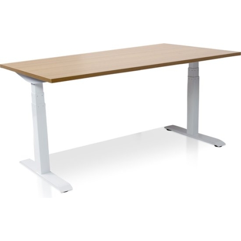 Zit-sta bureau elektrisch verstelbaar - MRC PRO-L 2.0 NEN-EN 527 | 180 x 80 cm | frame wit - blad havanna | memory functie met 4 standen | 150kg draagvermogen