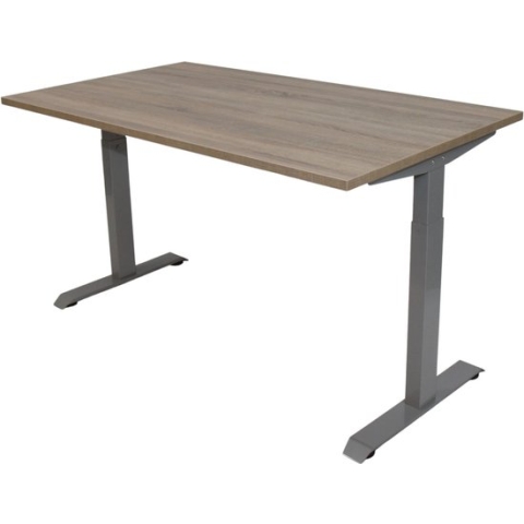 Office Hero® Cosmic - In hoogte verstelbaar bureau grijs frame - Game bureau - Computertafel - Werktafel - 140x80 - Robson eik