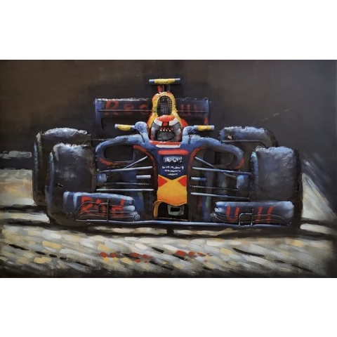 3D art Metaalschilderij  - wanddecoratie - formule 1 auto - 80 x 60 - woonkamer slaapkamer