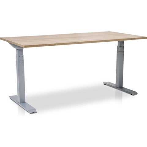 Zit-sta bureau elektrisch verstelbaar - MRC PRO NEN-EN 527 | 180 x 80 cm | frame aluminium - blad midden eiken - met kabelmanagement | memory functie met USB | 150kg draagvermogen