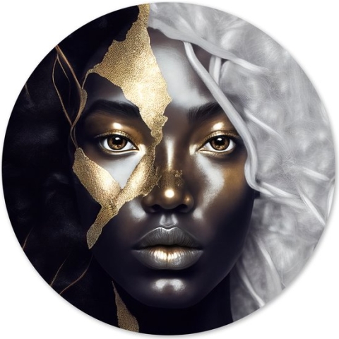 Graphic Message - Wandcirkel - Vrouw - Goud - Print op Cirkel - Muurcirkel