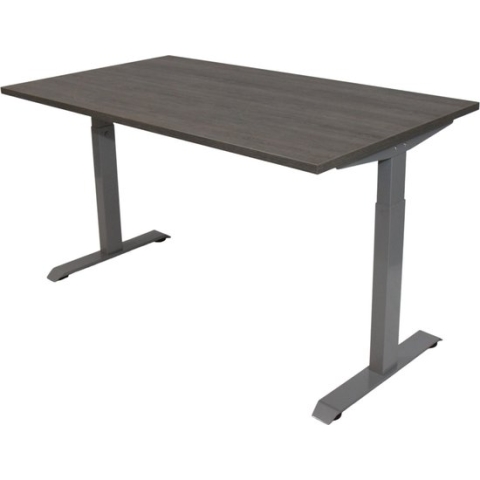 Office Hero® Cosmic - In hoogte verstelbaar bureau grijs frame - Game bureau - Computertafel - Werktafel - 140x80 - Logan eik