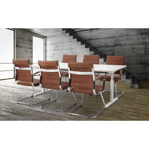 T-poot bureau vergadertafel Quick 200x100cm bladkleur Wit framekleur Zwart (RAL9005)