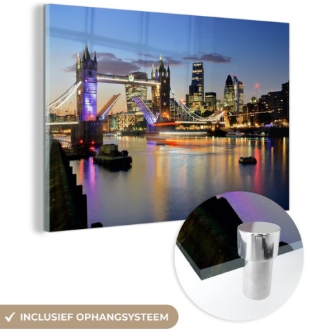 MuchoWow® Glasschilderij - Londen - Tower Bridge - Engeland - 120x80 cm - Acrylglas Schilderijen - Foto op Glas