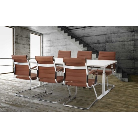 T-poot bureau vergadertafel Quick 200x100cm bladkleur Wit framekleur Aluminium (RAL9006)