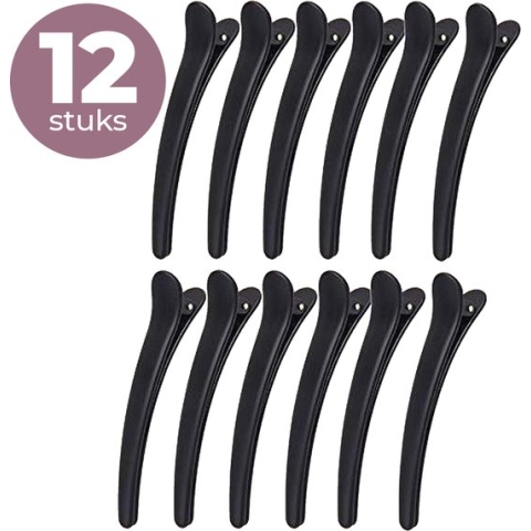 Dayshake Kappers Haarklemmen - 12 stuks - Grote Haarklem - Stevige Platbek Haarclip - Professionele Haarspeld - Afdeelklemmen