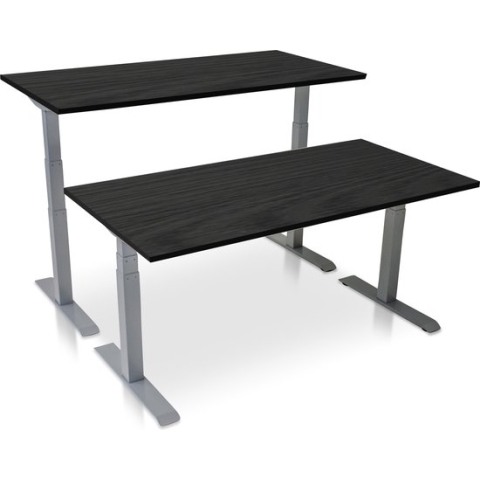 Zit-sta bureau elektrisch verstelbaar - MRC PRO NEN-EN 527 | 160 x 80 cm | frame aluminium - blad zwart eiken | memory functie met USB | 150kg draagvermogen