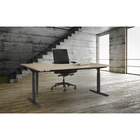 T-poot Wingbureau Quick breed 160CM diep 120CMbladkleur Robson Eiken framekleur Aluminium (RAL9006) wingzijde Links