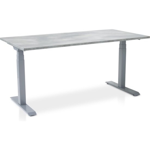 Zit-sta bureau elektrisch verstelbaar - MRC PRO NEN-EN 527 | 160 x 80 cm | frame aluminium - blad betonlook - met kabelmanagement | memory functie met USB | 150kg draagvermogen