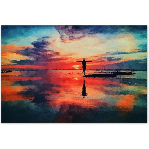 Graphic Message - Schilderij op Canvas - Geloof Hoop en Vrijheid - Strand Landschap - Woonkamer