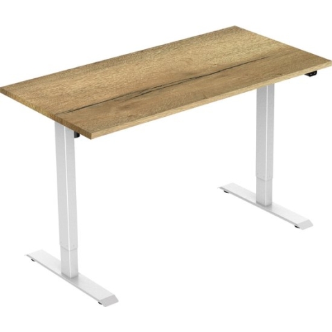 Active zit sta bureau elektrisch -  140 x 80 cm - wit frame - Natuur eiken werkblad- ergonomisch bureau - verstelbaar bureau
