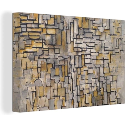 Canvas - Schilderij Kunst - Tableau no.1 - Mondriaan - Oude meesters - 180x120 cm - Muurdecoratie - Slaapkamer
