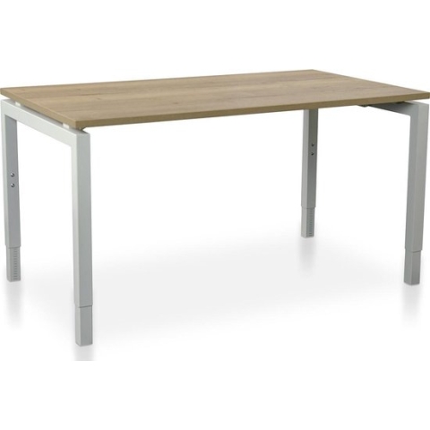Rechthoek bureau instelbaar | Start Nevada | 140 x 80 cm | Frame wit - blad robuust eiken