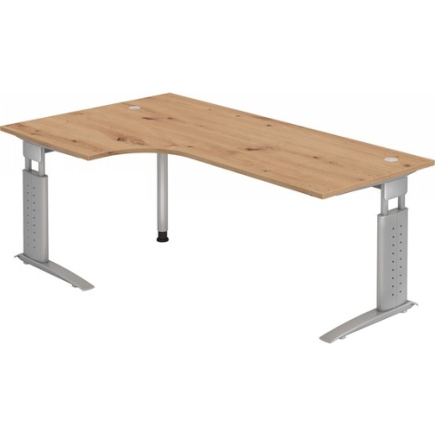 UNDA 82 S | Bureau - 200 x 120 Tafelhoogte I In hoogte verstelbaar Essen-Eik/Zilver