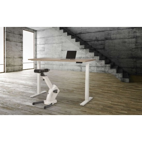 Ergonomisch elektrische verstelbaar zit/sta bureau Teez breed 140CM diep 80CM bladkleur Robson Eiken framekleur Zwart (RAL9005)