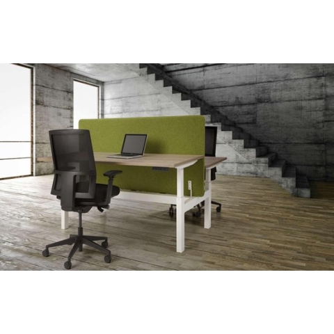 Duo bench elektrisch verstelbaar zit/sta bureau Teez breed 160CM diep 80/80CM bladkleur Halifax Eiken framekleur Zwart (RAL9005)