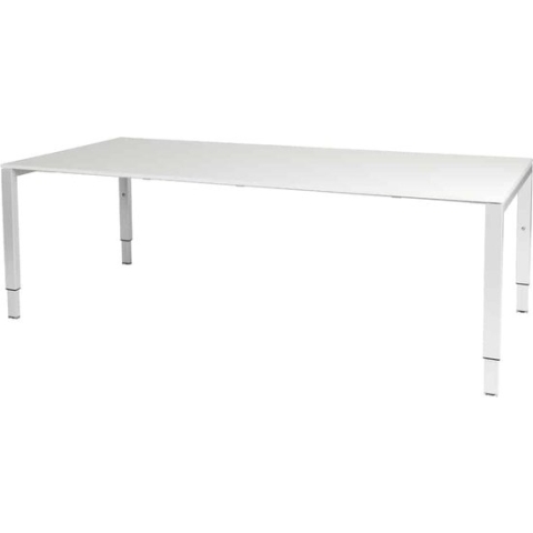 Vergadertafel Domino - 220x100 grijs - wit frame