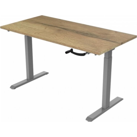 Office Hero® Cosmic Slinger- Zit sta bureau in hoogte verstelbaar grijs frame - Game bureau - Computertafel - Werktafel - 140x80 - Natuur eik