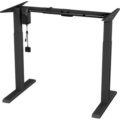 Ergo Office - Zit-sta bureau - Elektrisch in hoogte verstelbaar bureau max hoogte 123cm - max 70 kg | Zonder tafelblad - Zwart