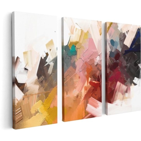 Artaza Canvas Schilderij Drieluik Abstracte Kunst - Kleurrijke Olieverf - 120x80 - Foto Op Canvas - Canvas Print