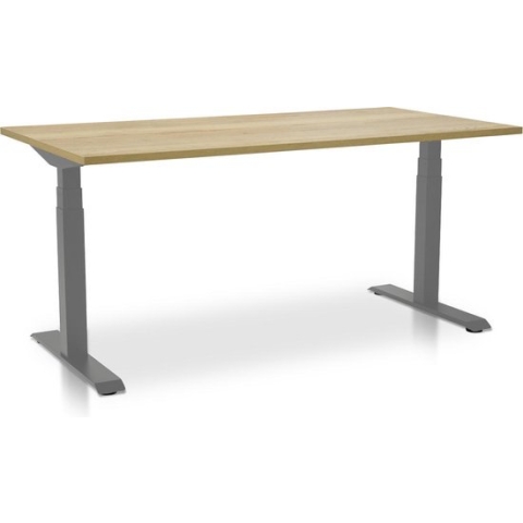Zit-sta bureau elektrisch verstelbaar - MRC PRO NEN-EN 527 | 120 x 80 cm | frame aluminium - blad robuust eiken | Met kabelmanagementset | memory functie met USB | 150kg draagvermogen