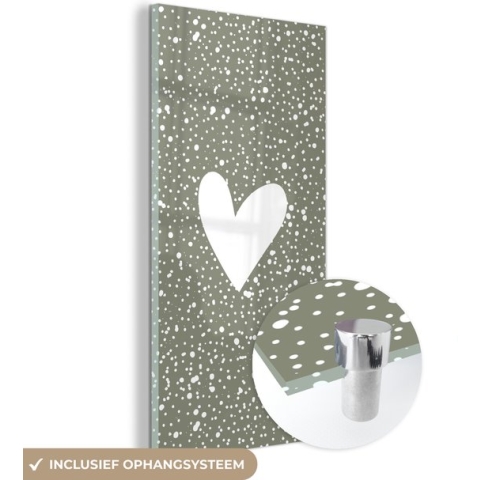 MuchoWow® Glasschilderij - Hart - Design - Liefde - 60x120 cm - Acrylglas Schilderijen - Foto op Glas