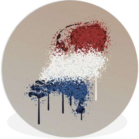 WallCircle - Wandcirkel - Muurcirkel Binnen - Landkaart - Nederland - Vlag - 140x140 cm - Wanddecoratie - Ronde Schilderijen