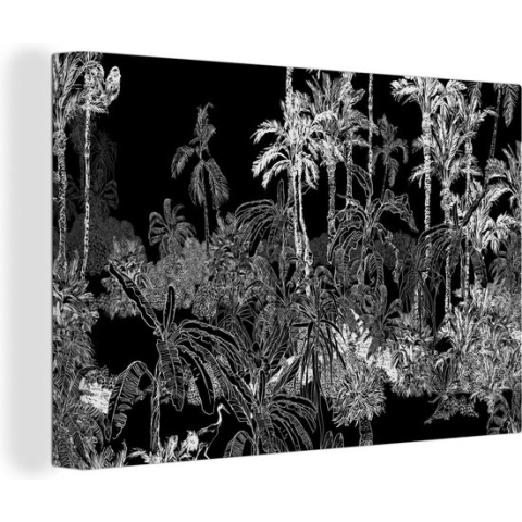 Canvas Schilderij Palm - Jungle - Tropical - 180x120 cm - Wanddecoratie XXL