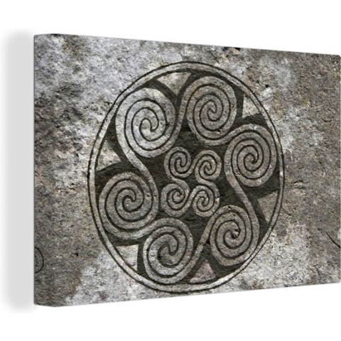 Canvas Schilderij Viking schildering op steen - 120x80 cm - Wanddecoratie