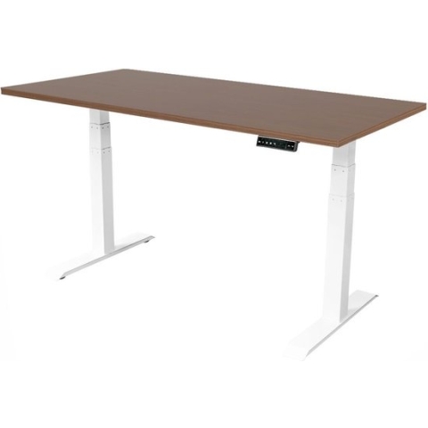 Sedero Elektrisch verstelbaar bureau - 140x80 cm - Dual motor - Wit met Donker eiken