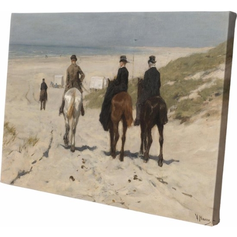 Morgenrit langs het strand | Anton Mauve | 1876 | Wanddecoratie | Canvas | 150CM x 100CM | Schilderij | Foto op canvas | Oude meesters