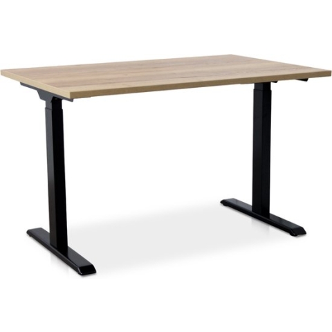 Zit-sta bureau snelslinger verstelbaar - MRC FAST FLEX | 140 x 80 cm | frame zwart - blad robuust eiken
