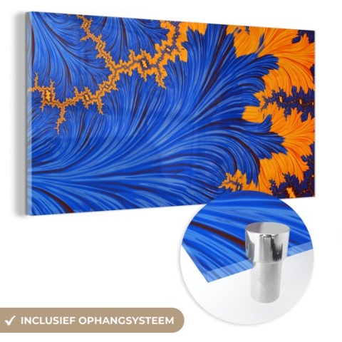 MuchoWow® Glasschilderij - Bladeren - Kunst - Psychedelisch - 160x80 cm - Acrylglas Schilderijen - Foto op Glas