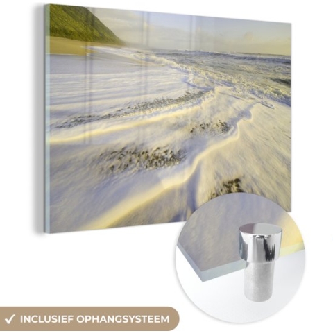 MuchoWow® Glasschilderij - Witte stranden in het Nationaal park Kahurangi in Nieuw-Zeeland - 150x100 cm - Acrylglas Schilderijen - Foto op Glas