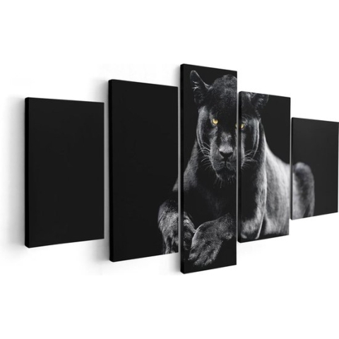 Artaza Canvas Schilderij Vijfluik Zwarte Panter - 100x50 - Foto Op Canvas - Canvas Print