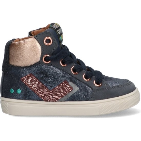 Bunnies JR 222711-529 Meisjes Hoge Sneakers - Blauw - Leer - Veters