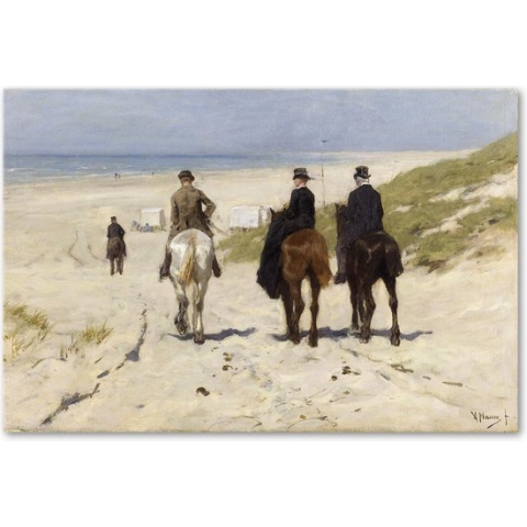 Graphic Message - Tuin Schilderij op Outdoor Canvas - Morgenrit langs het strand - Mauve - Buiten