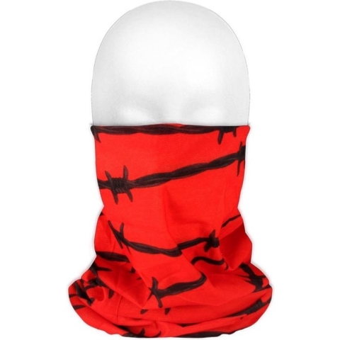 Multifunctionele morf sjaal rood/zwarte prikkeldraad print voor volwassenen - Gezichts bedekkers - Maskers voor mond - Windvangers