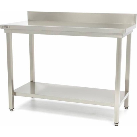 Werktafel rvs - 100 x 60 cm - Verstelbare Hoogte - met Spatrand en Onderschap