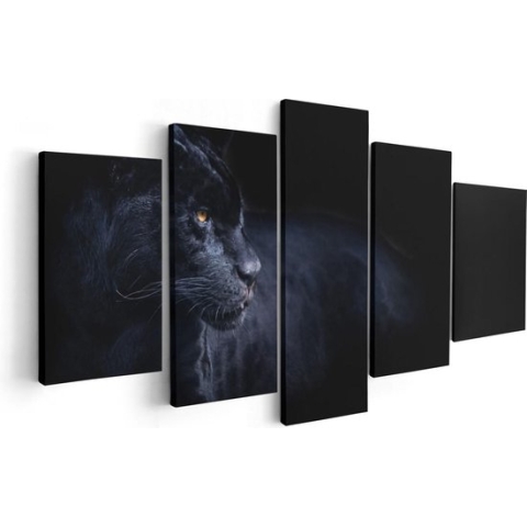 Artaza Canvas Schilderij Vijfluik Zwarte Panter - 100x50 - Foto Op Canvas - Canvas Print