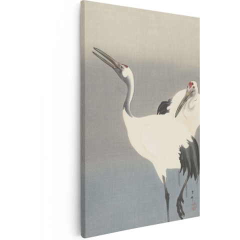 Artaza Canvas Schilderij Twee Kraanvogels - Koson Ohara - 80x120 - Groot - Kunst - Canvas Print