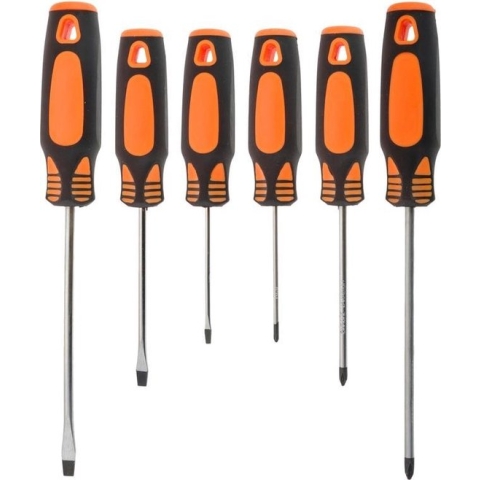 Schroevendraaier set plat en kruiskop 6-delig - PHO/PH1/PH2 - 3/5/6mm - Gereedschap set voor in huis - Schroevendraaiertjes