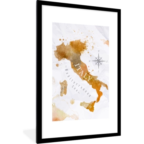 Fotolijst incl. Poster - Wereldkaart - Verf - Italië - 80x120 cm - Posterlijst