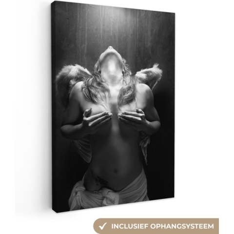 Canvas - Muurdoek - Vrouw - Engel - Naakt - Wanddecoratie - 120x180 cm - Canvas schilderij - Muurdecoratie