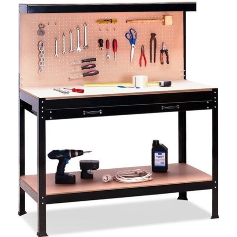 Werkbank/werktafel - Metaal / MDF - Incl. ophangwand & lade