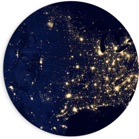 Dibond Muurcirkel - Sattelliet Foto - 90x90 cm Foto op Aluminium Muurcirkel (met ophangsysteem)