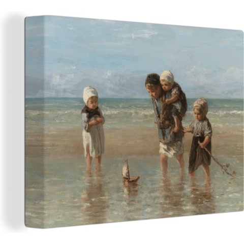 Canvas - Schilderij Oude meesters - Kunst - Kinderen der zee - Jozef Israëls - 120x90 cm - Kamer decoratie - Woonkamer