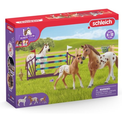 schleich HORSE CLUB - Lisa’s toernooitraining - Kinderspeelgoed - Paarden speelgoed - 3 Appaloosa’s en Hindernissen - 17 onderdelen